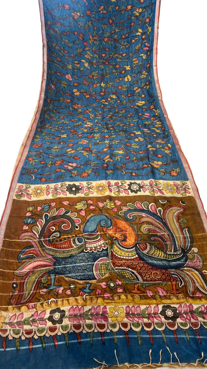 Pen Kalamkari Mangalagiri Silk Saree