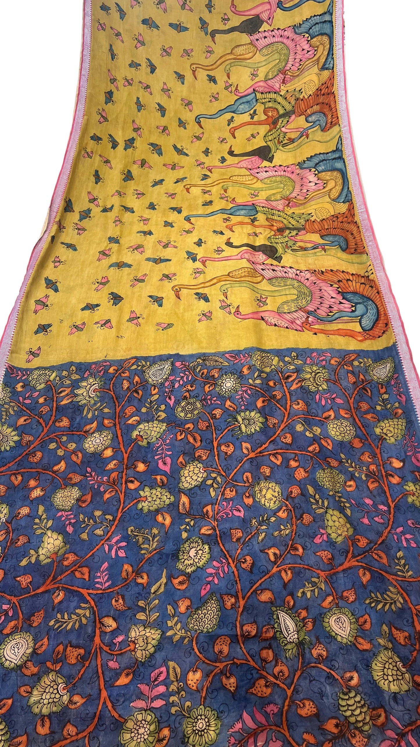 Pen Kalamkari Mangalagiri Silk Saree