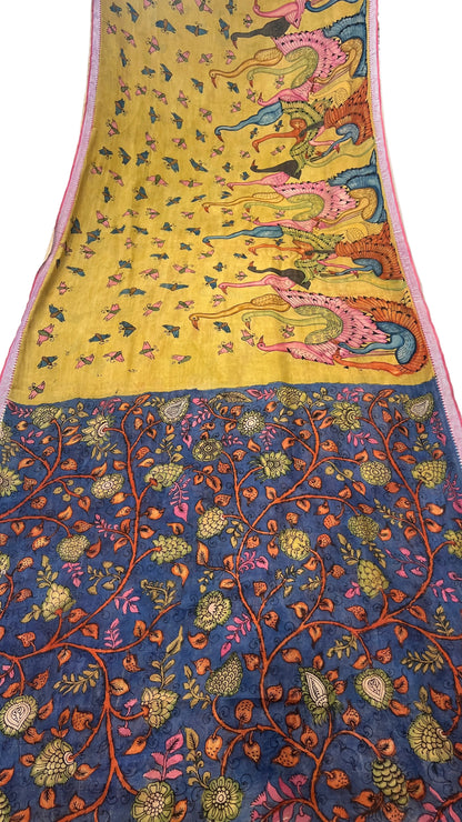 Pen Kalamkari Mangalagiri Silk Saree