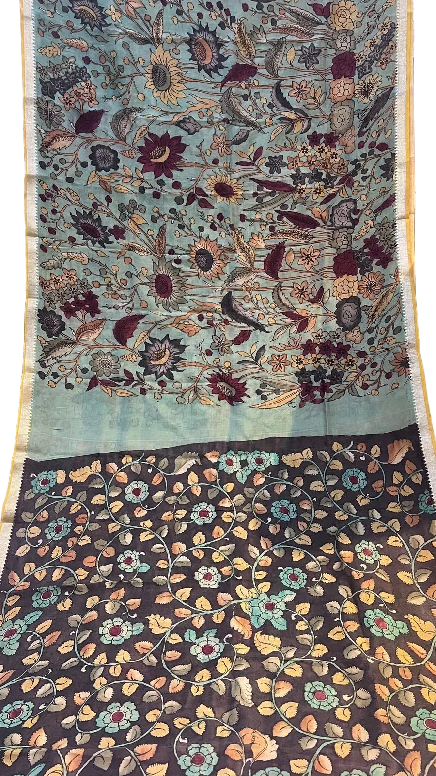 Pen kalamkari Mangalagiri Silk Saree