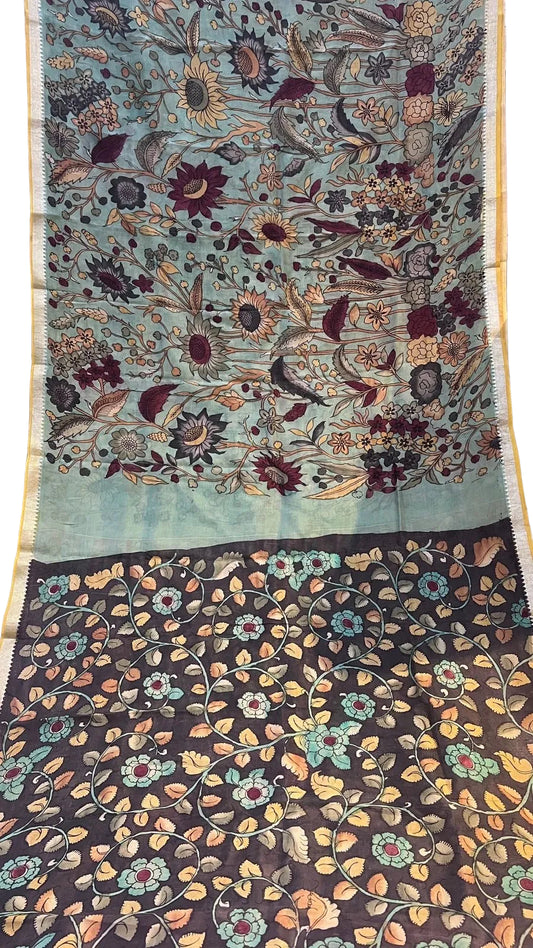 Pen kalamkari Mangalagiri Silk Saree