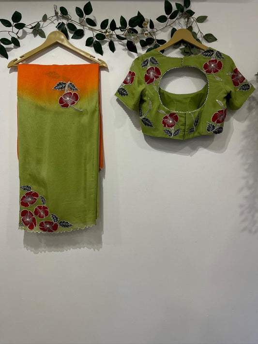 Mandara Appliqué Organza Saree