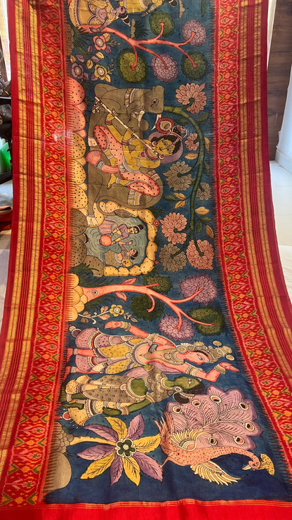 Ikkat Kanchi border Madthas patola saree