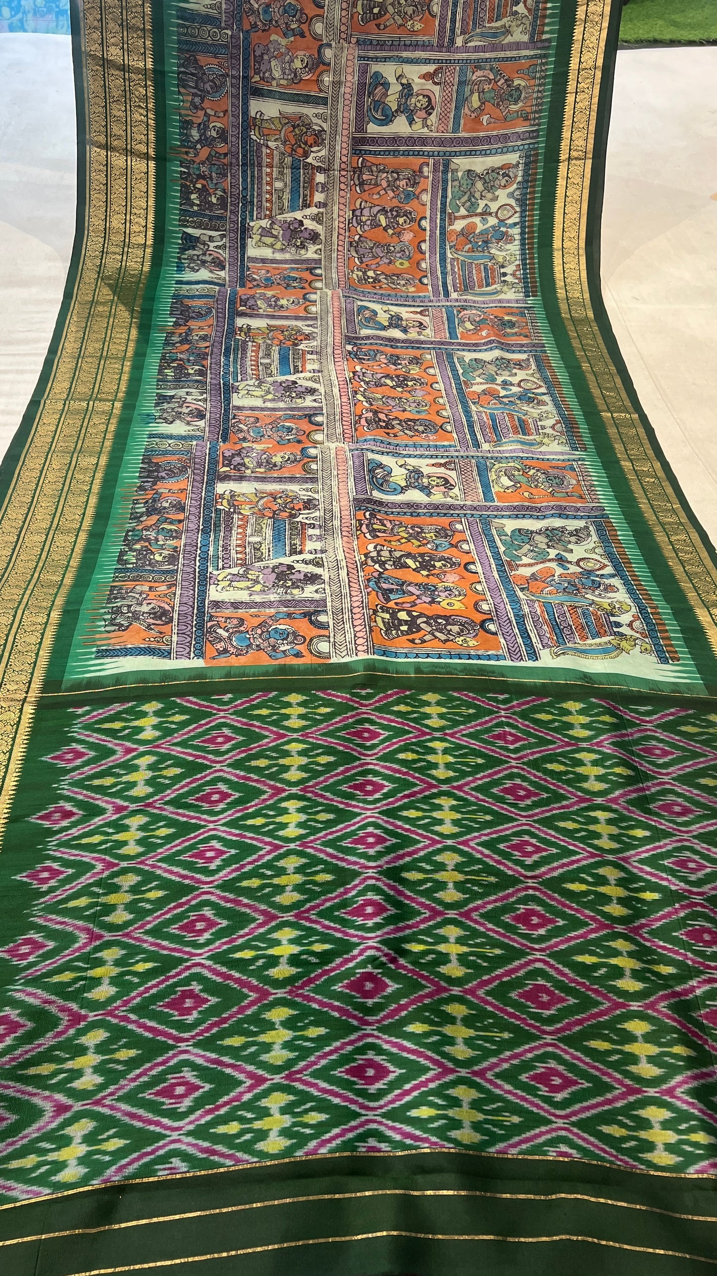 Ikkat Kanchi Border Saree