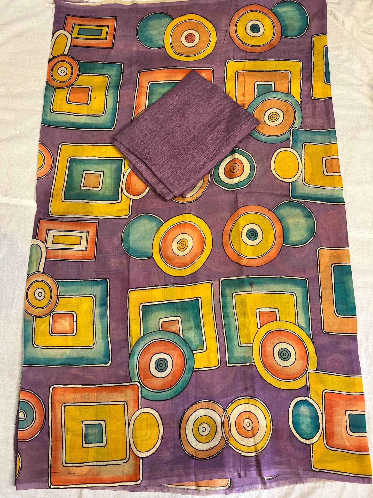 Pen kalamkari Bangalore silk 2 piece set