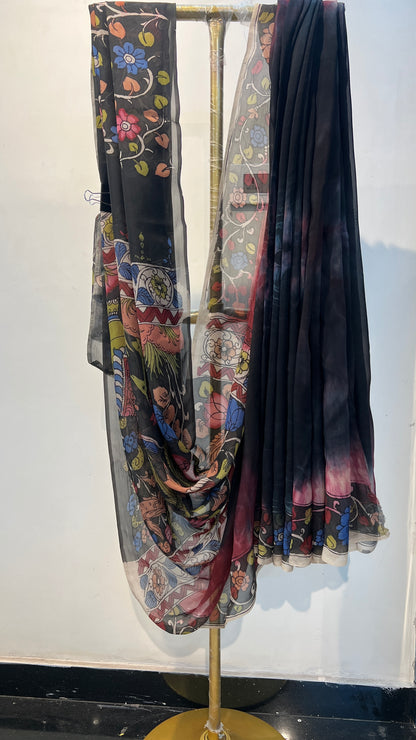 Kalamkari Shibori saree