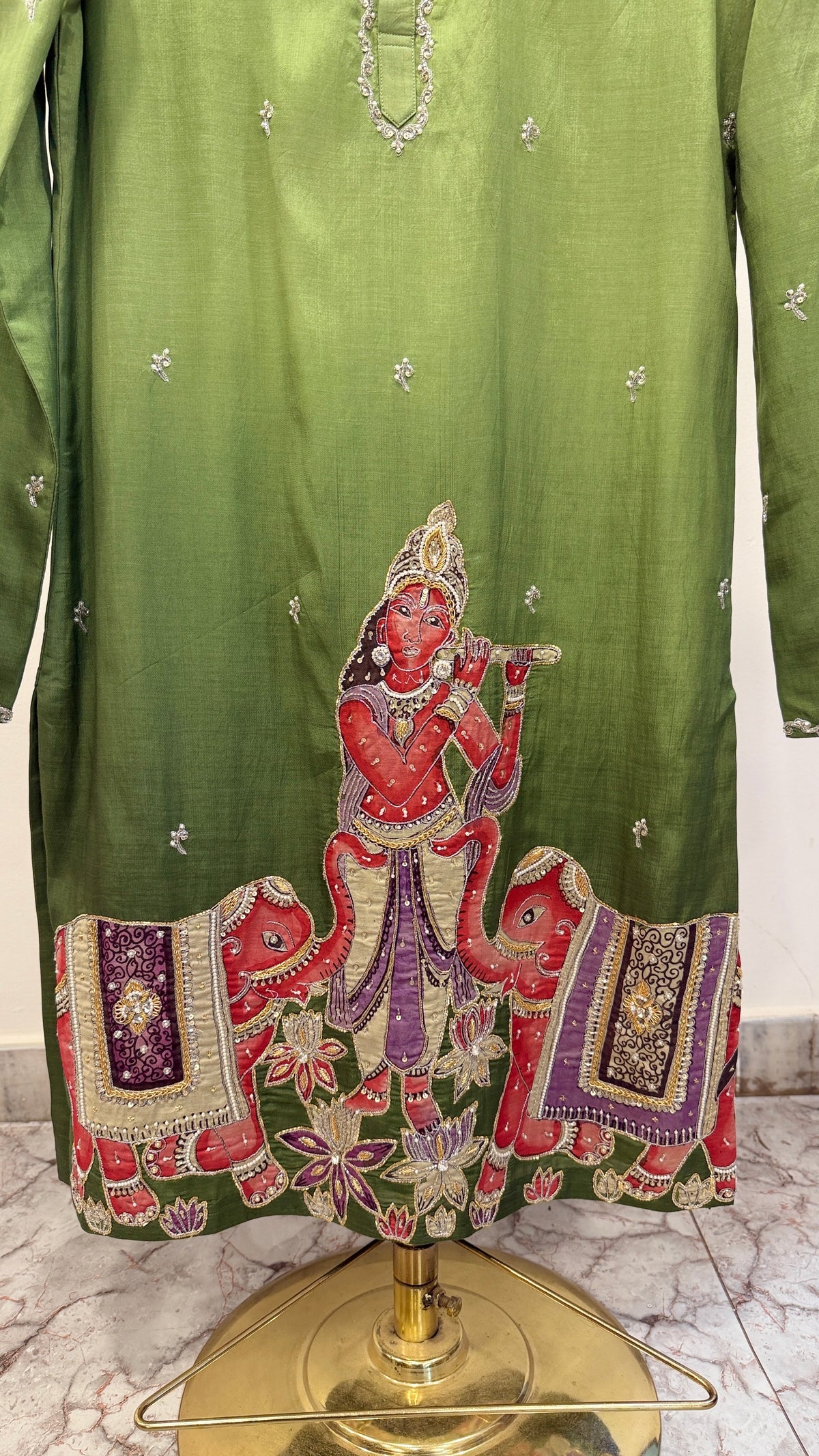 Pen Kalamkari Appliqué Work – Dual Shade Kurta Set