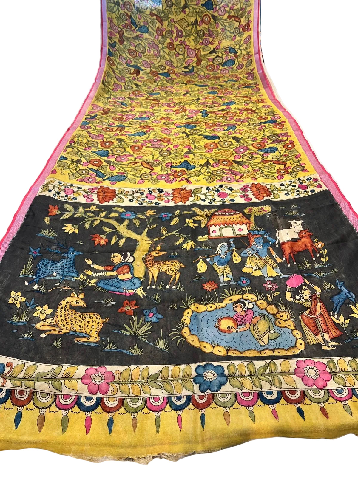 Pen Kalamkari Mangalagiri Silk Saree
