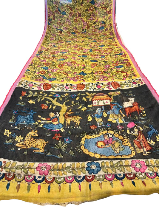 Pen Kalamkari Mangalagiri Silk Saree