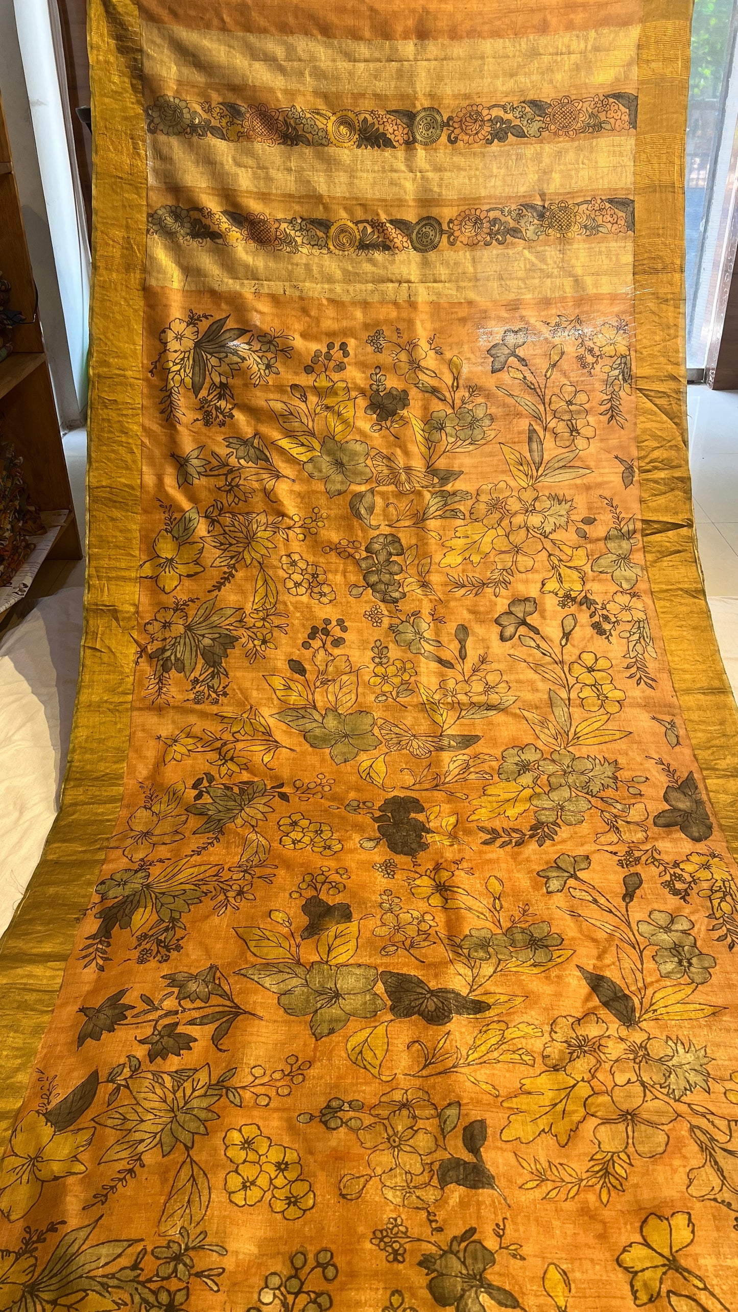 Pen Kalamkari Desi Tussar sarees