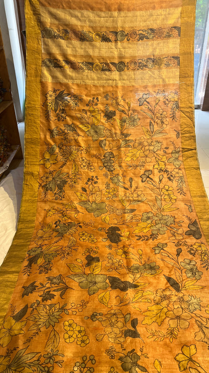 Pen Kalamkari Desi Tussar sarees
