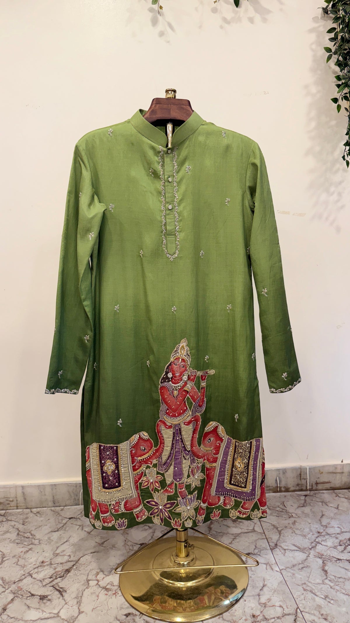 Pen Kalamkari Appliqué Work – Dual Shade Kurta Set