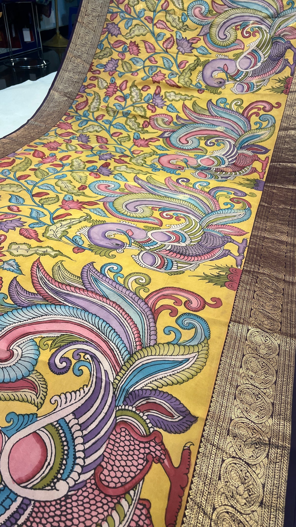 Pen Kalamkari Kanchi Pattu Saree