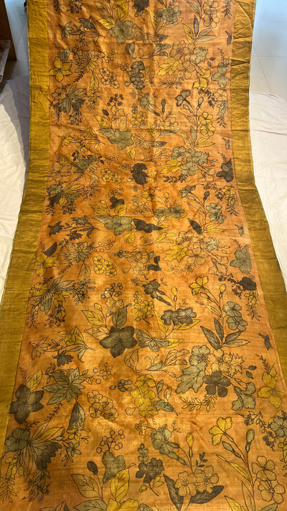 Pen Kalamkari Desi Tussar sarees