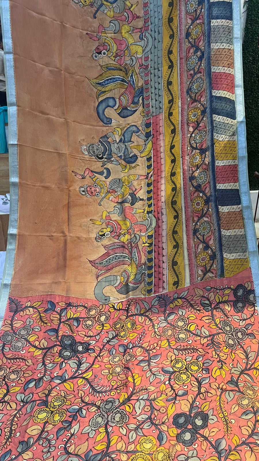 Pen Kalamkari Mangalagiri Silk Saree