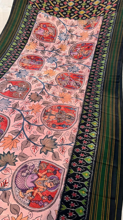 Pen Kalamkari Patola Weaving Ikkath Saree