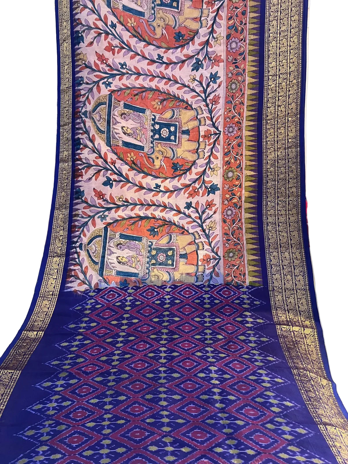 Ikkat kanchi border saree