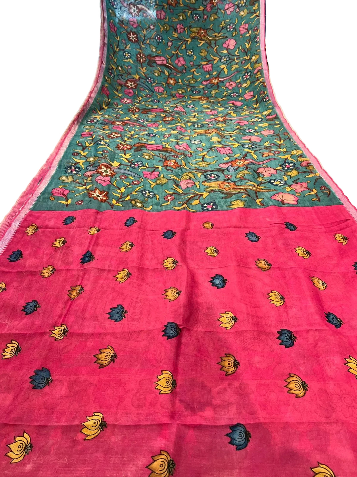 Pen Kalamkari Mangalagiri Silk Saree