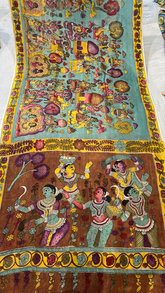 Bangalore silk borderless saree