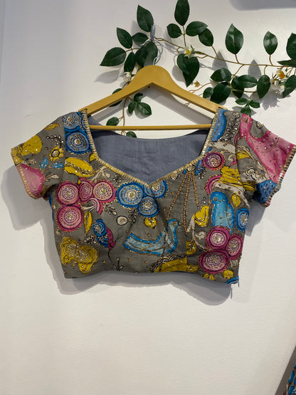 Grey Color Kalamkari Lehenga