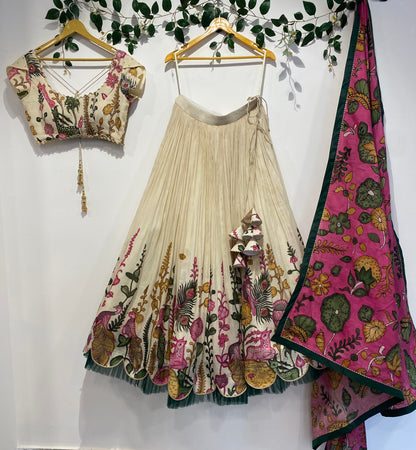 Half White Floral Concept Lehenga