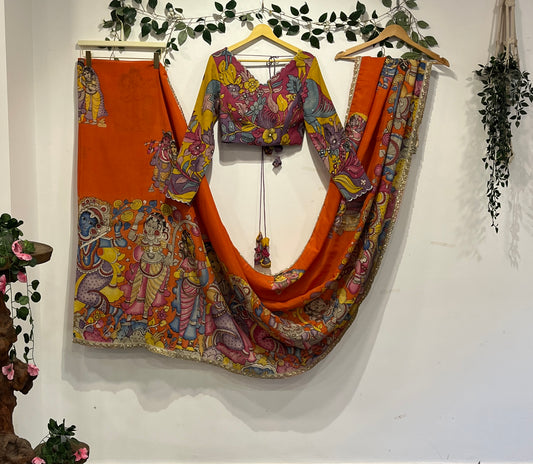 Radha Krishna Charm on Bangalore Silk