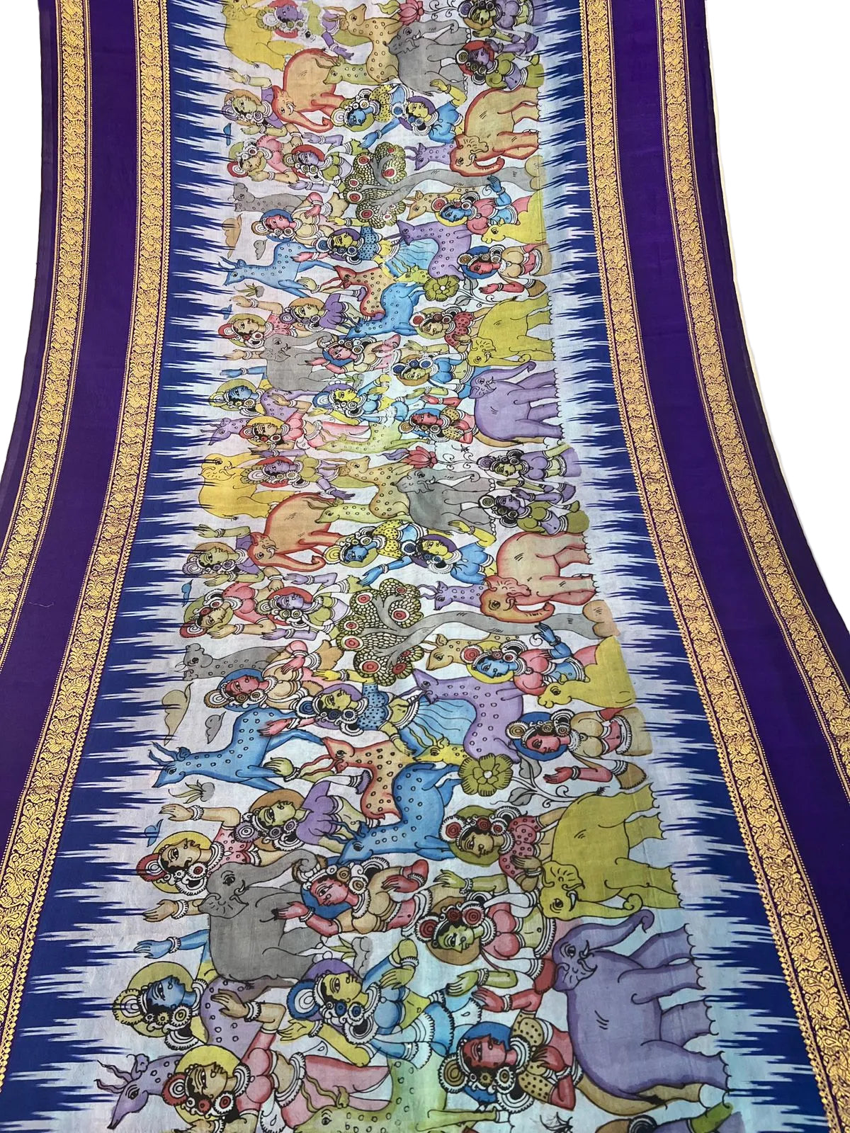 Ikkat Kanchi Gap Border saree