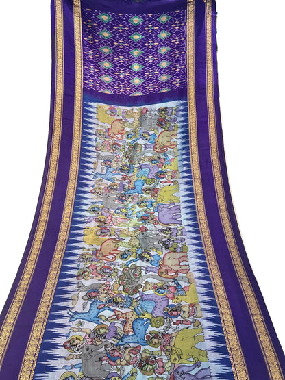 Ikkat Kanchi Gap Border saree
