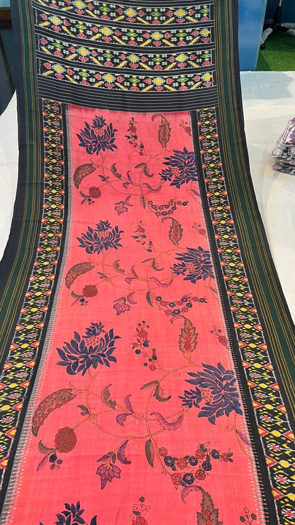 Pen Kalamkari Patola Weaving Ikkath Saree