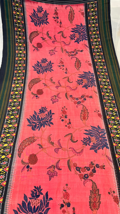 Pen Kalamkari Patola Weaving Ikkath Saree