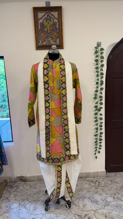 Geometrical pattern dhoti set