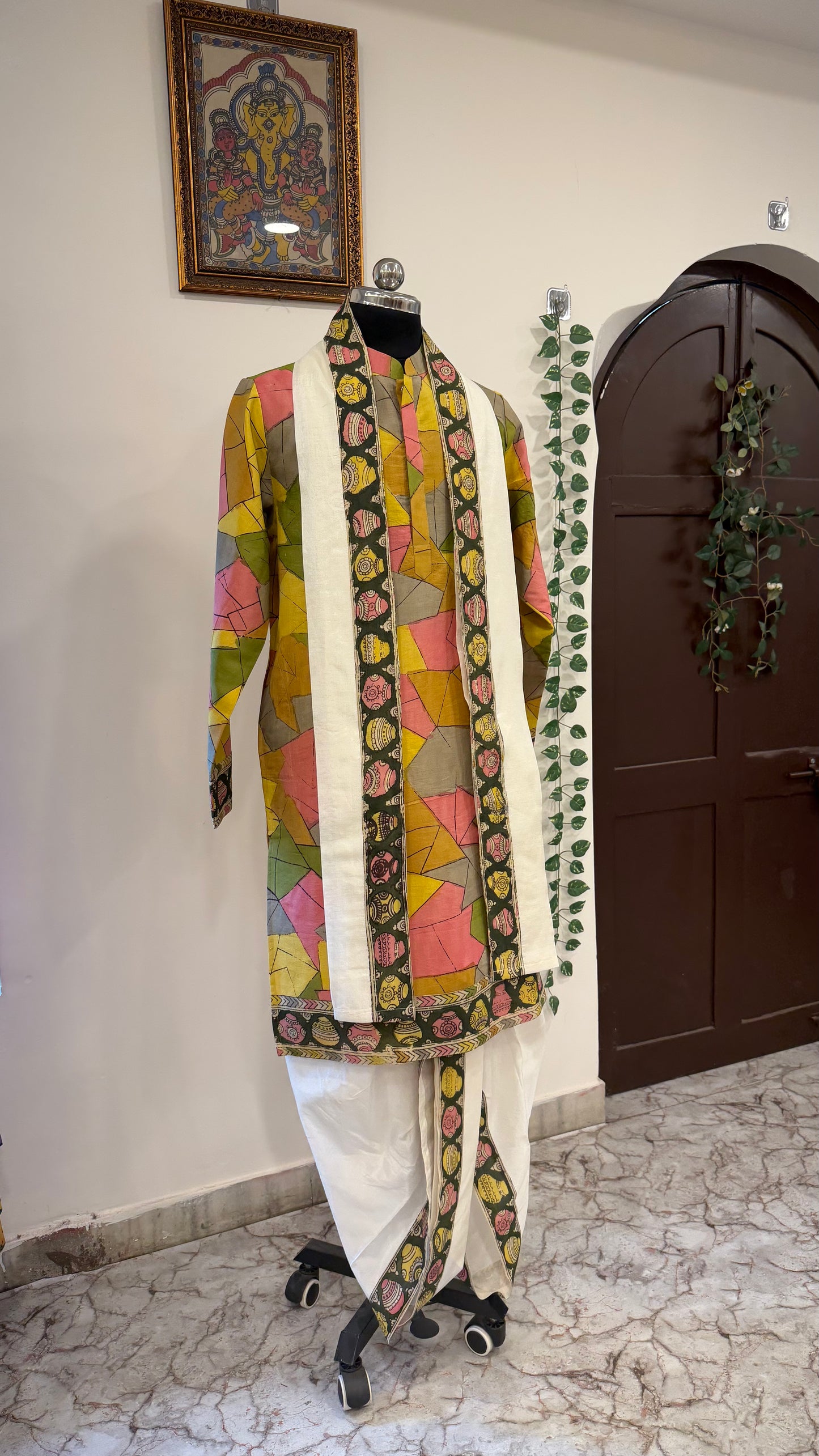 Geometrical pattern dhoti set