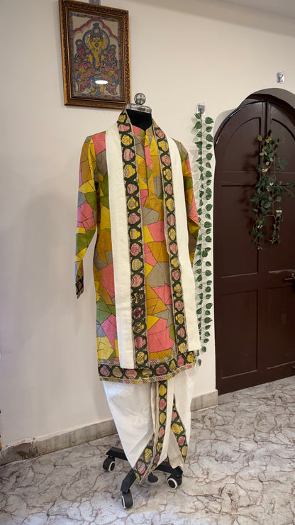 Geometrical pattern dhoti set