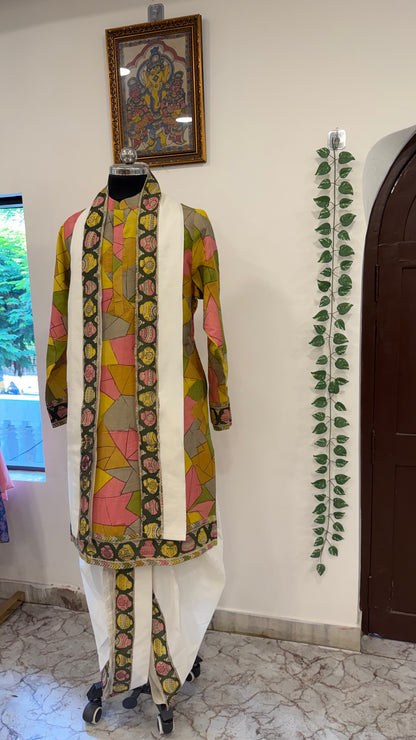 Geometrical pattern dhoti set
