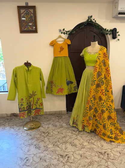 Green and yellow Applique family combo