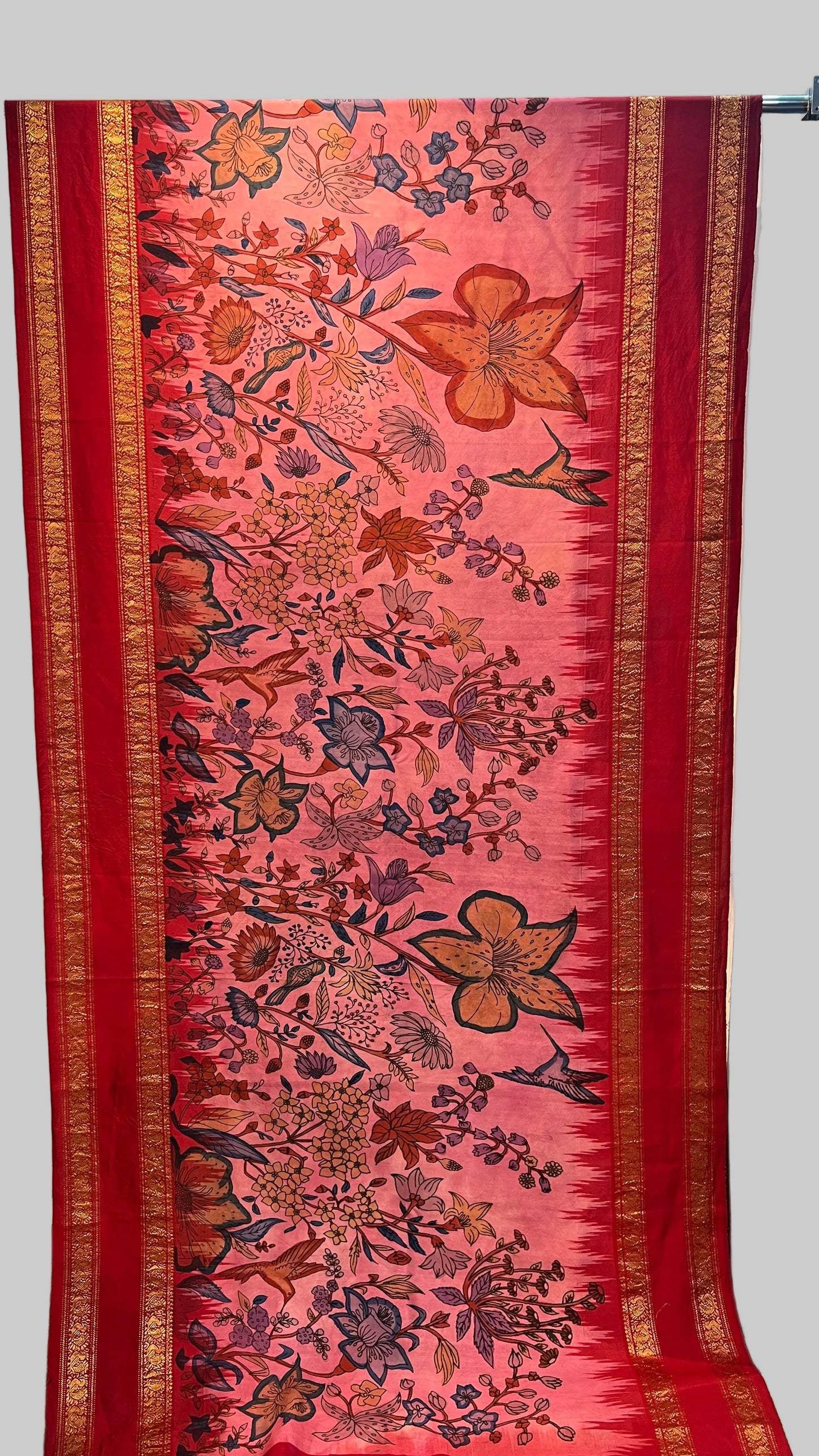 Ikkat Kanchi Gap Border saree