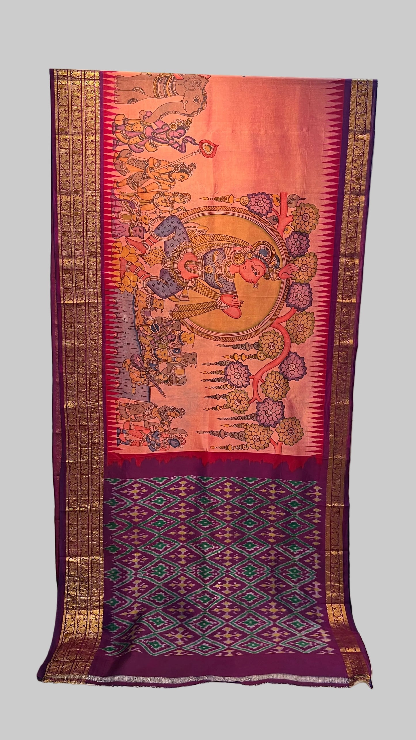 Ikkat Kanchi Border saree