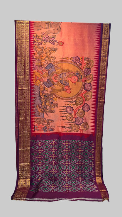 Ikkat Kanchi Border saree