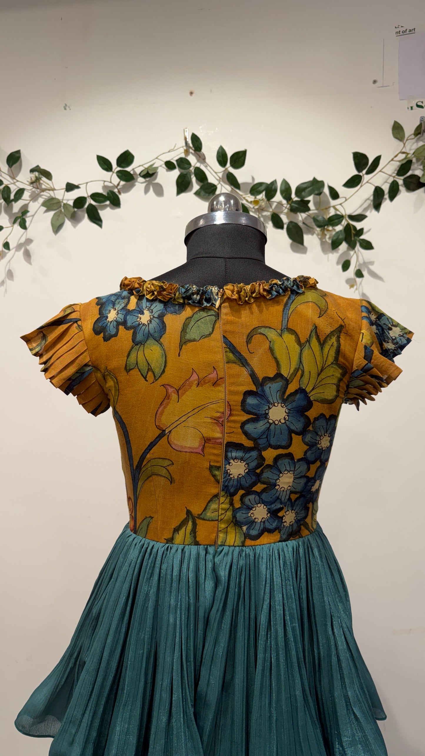 Pen Kalamkari Ruffles Long Frock