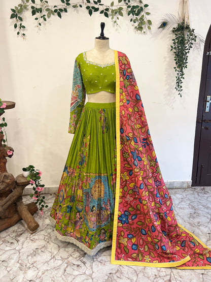 Boat Theme Parrot Green Lehenga