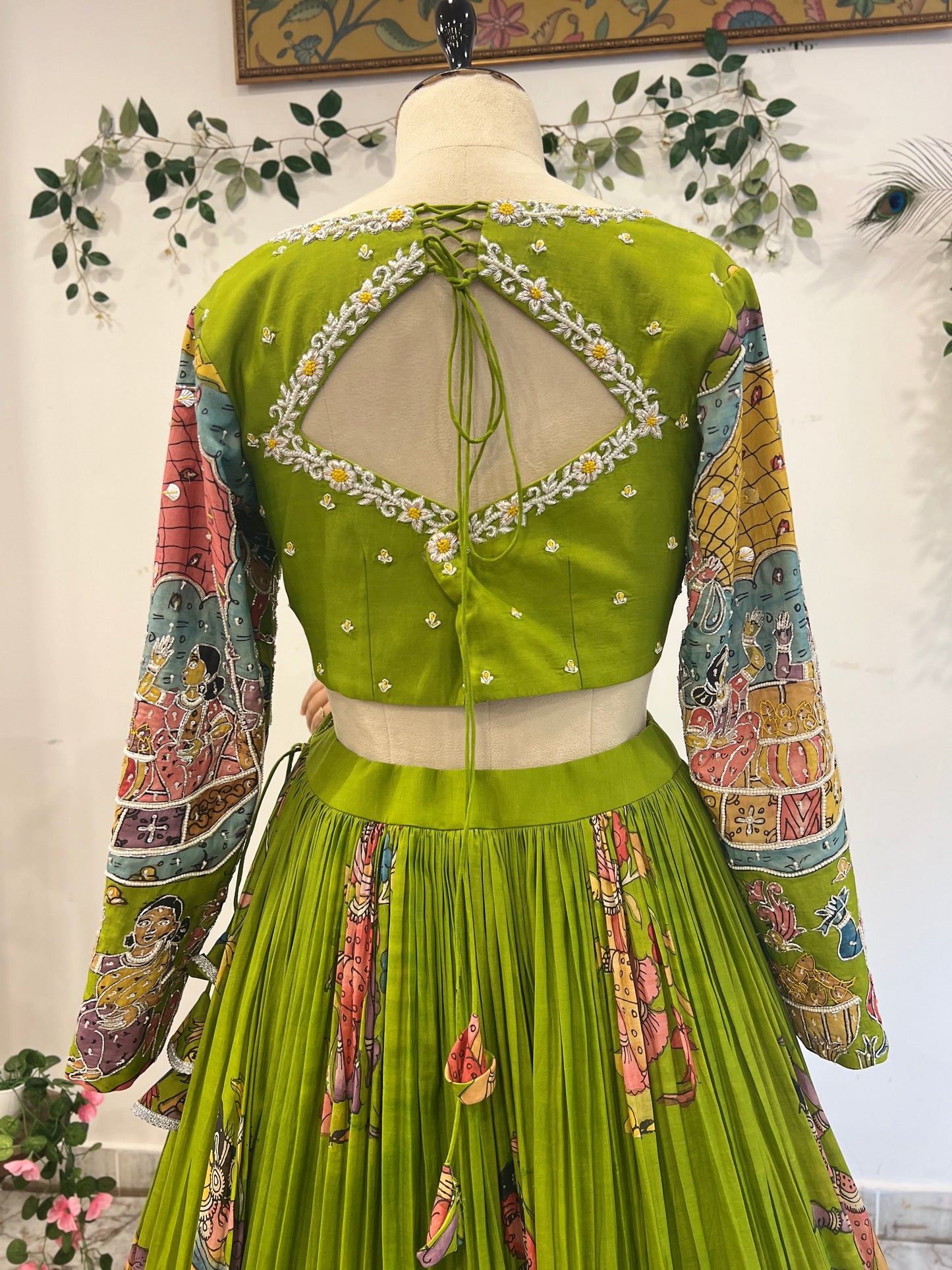 Boat Theme Parrot Green Lehenga