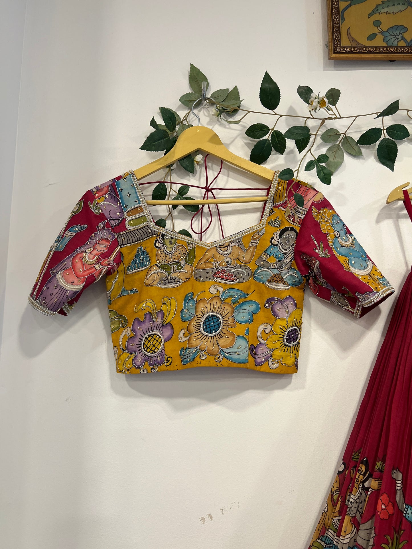 Maroon & Mustard Yellow Pelli Theme Lehenga