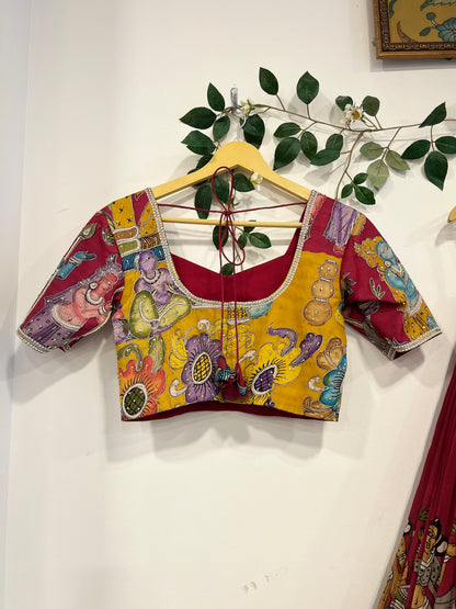 Maroon & Mustard Yellow Pelli Theme Lehenga