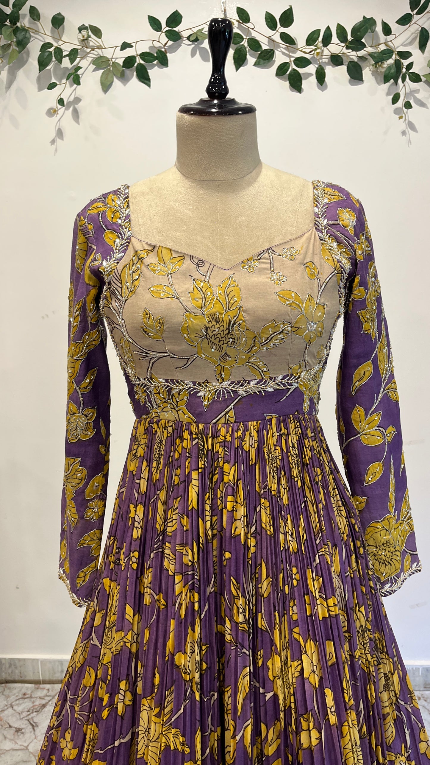Traditional Floral Pen Kalamkari Long Frock