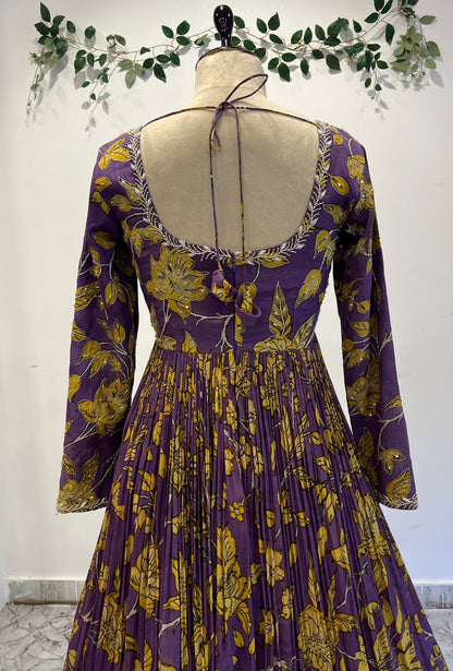 Traditional Floral Pen Kalamkari Long Frock