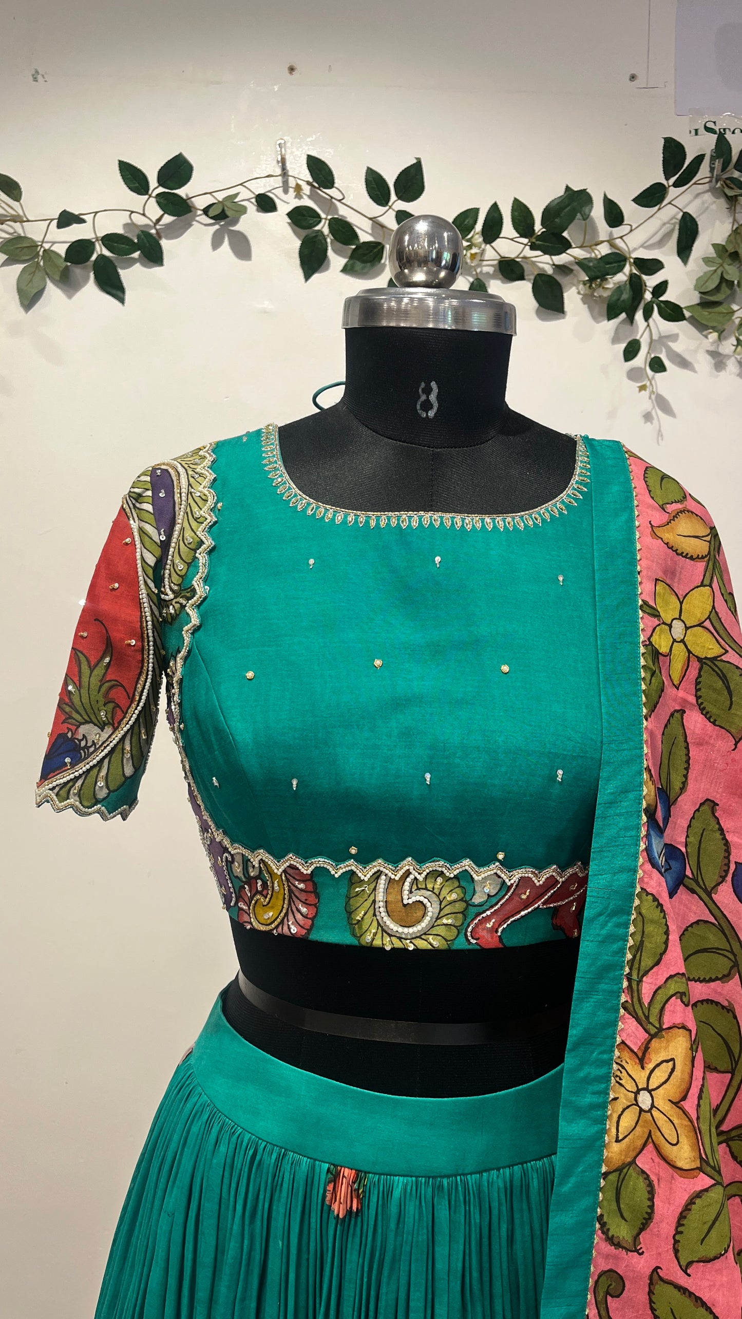 Peacock Elegance in Sea Green Lehenga