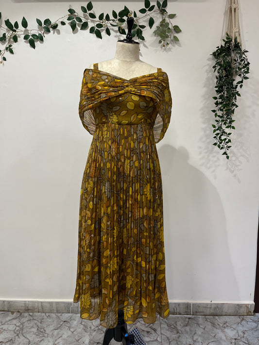 Green Chiffon Frock Long Frock