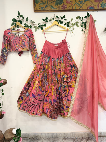 Peacock Elegance in Peach color Lehenga