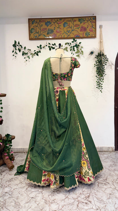 Kali Pattern Pen Kalamkari Lehenga