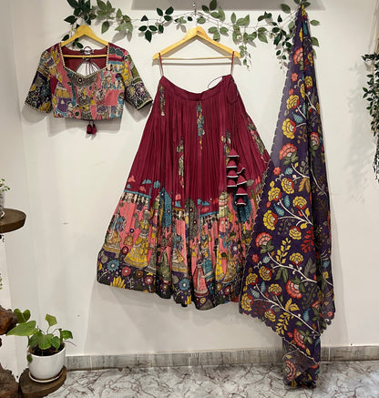 Magenta pink figurative concept Lehenga